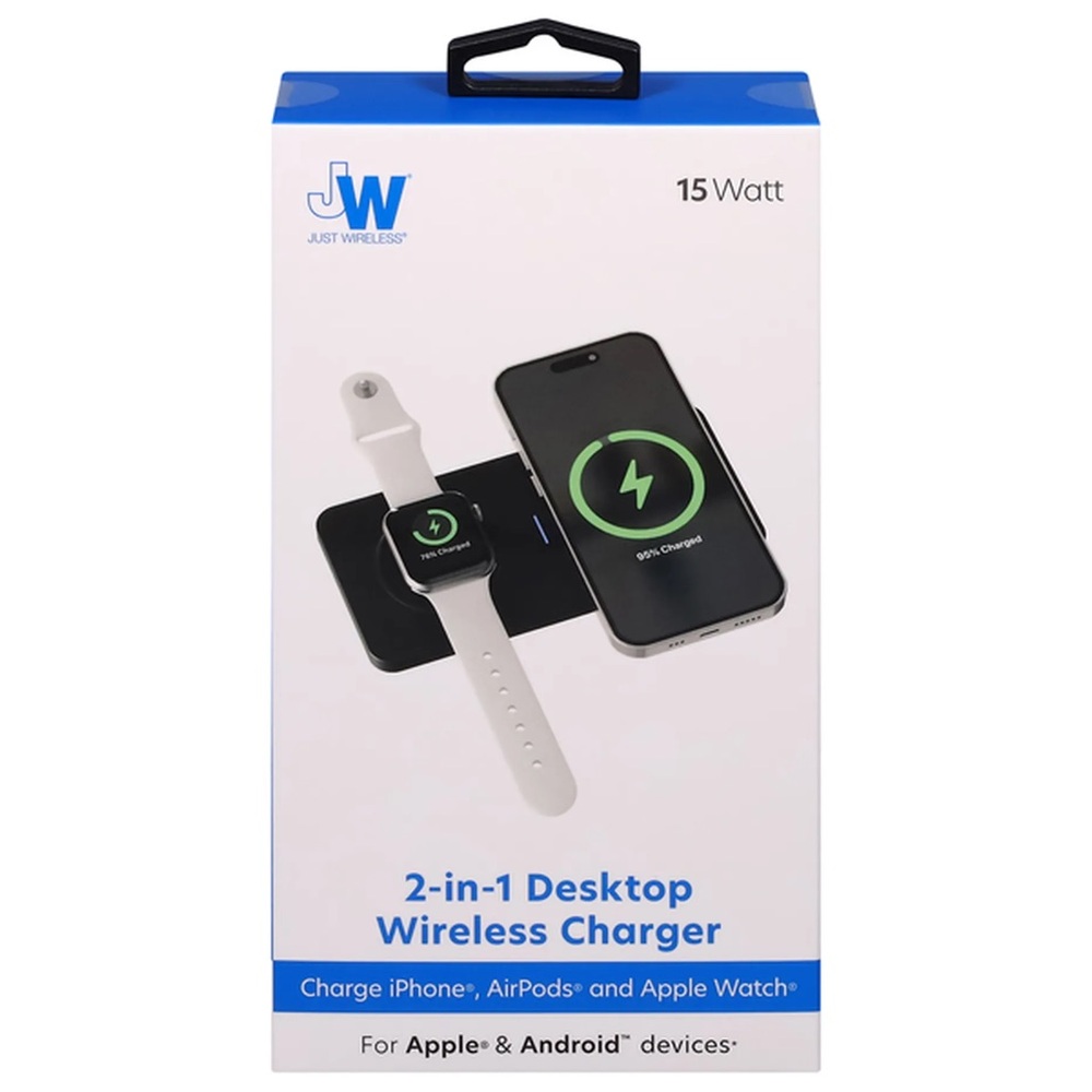 Just Wireless 2-in-1 Desktop Wireless Charger
